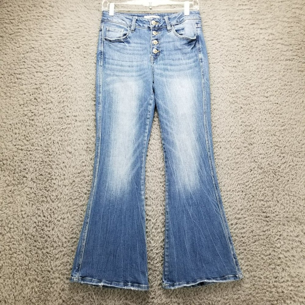KanCan 27 Stretch Mid Rise Flare Jeans - short